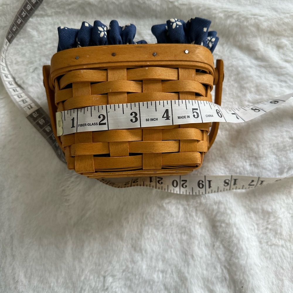 LONGARBERGER Basket with Blue and white Floral Lining VINTAGE - Picture 8 of 8
